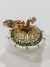 Load image into Gallery viewer, A2 Fashion Gold Plated Kundan Meenakari Party Wear Peacock Ring For women