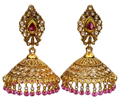 Traditional Gold Plated Polki Jhumka Earring