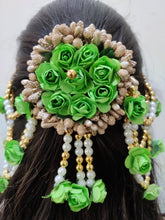 Load image into Gallery viewer, A2 Fashion Flower Embellished Latest Design Beaded Multilayered Hair Accessories/Gajra/Hair Jewellery