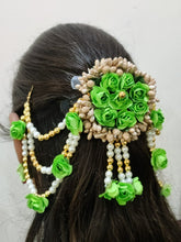 Load image into Gallery viewer, A2 Fashion Flower Embellished Latest Design Beaded Multilayered Hair Accessories/Gajra/Hair Jewellery