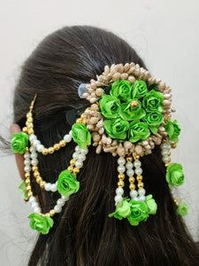 A2 Fashion Flower Embellished Latest Design Beaded Multilayered Hair Accessories/Gajra/Hair Jewellery