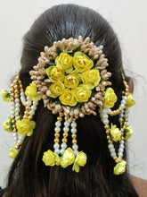 Load image into Gallery viewer, A2 Fashion Flower Embellished Latest Design Beaded Multilayered Hair Accessories/Gajra/Hair Jewellery