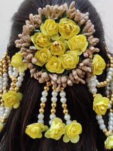 Load image into Gallery viewer, A2 Fashion Flower Embellished Latest Design Beaded Multilayered Hair Accessories/Gajra/Hair Jewellery