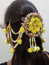 Load image into Gallery viewer, A2 Fashion Flower Embellished Latest Design Beaded Multilayered Hair Accessories/Gajra/Hair Jewellery