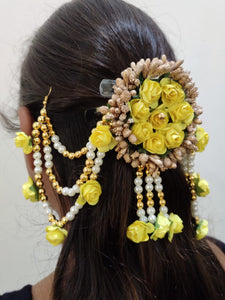 A2 Fashion Flower Embellished Latest Design Beaded Multilayered Hair Accessories/Gajra/Hair Jewellery