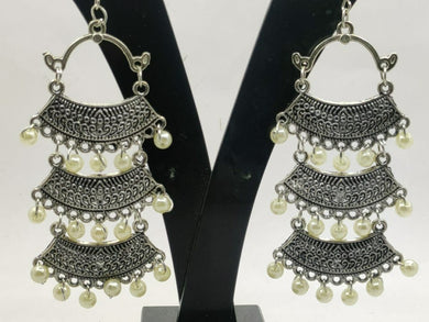 A2 Fashion Oxidized Silver Plated Long Earring