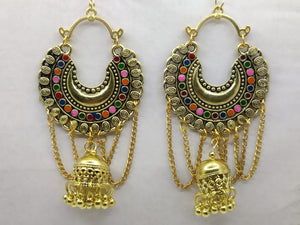 A2 Fashion Oxidized Silver Plated Dual Tone Jhumka  Earring