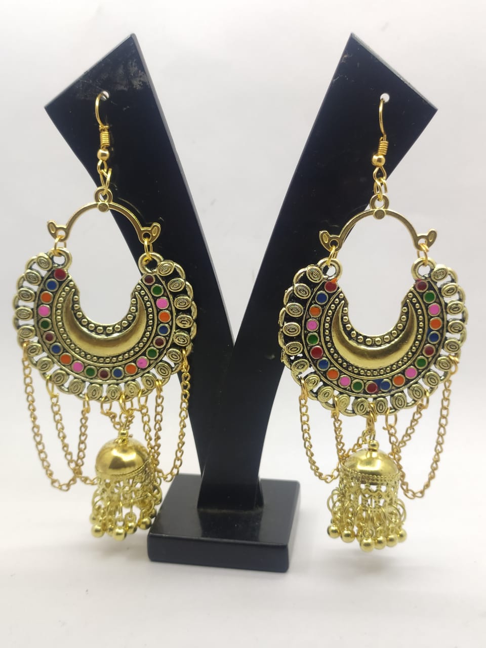 A2 Fashion Oxidized Silver Plated Dual Tone Jhumka  Earring