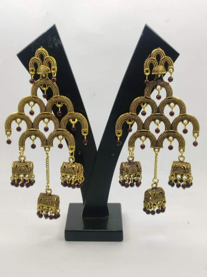 A2 Fashion Valentine Collection Antique Gold Plated Long Fashion Earring