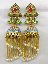 Load image into Gallery viewer, A2 Fashion Antique Gold Plated Meenakari Jhumka/Jhumki Earring For Women