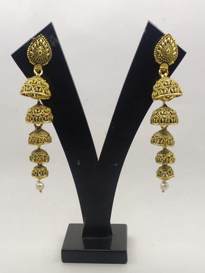 A2 Fashion Antique Finish Oxidized Gold Jhumka/Jhumki Earring