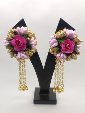 A2 Fashion Handmade Flower Earrings With Long Beaded Ghungroo Tassel