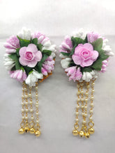 Load image into Gallery viewer, A2 Fashion Handmade Pink Flower Earrings With Long Beaded Ghungroo Tassel