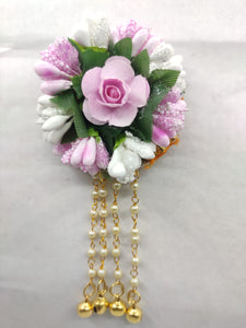 A2 Fashion Handmade Pink Flower Earrings With Long Beaded Ghungroo Tassel