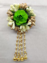 Load image into Gallery viewer, A2 Fashion Handmade Green Floral Earrings With Long Beaded Tassel/Haldi,Mehndi Giveaways