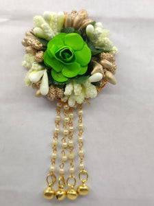 A2 Fashion Handmade Green Floral Earrings With Long Beaded Tassel/Haldi,Mehndi Giveaways