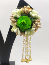 Load image into Gallery viewer, A2 Fashion Handmade Green Floral Earrings With Long Beaded Tassel/Haldi,Mehndi Giveaways