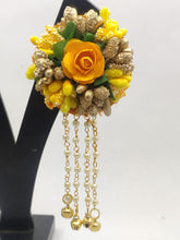 Load image into Gallery viewer, A2 Fashion Handmade Yellow Flower Earrings With Long Beaded Ghungroo Tassel