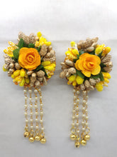 Load image into Gallery viewer, A2 Fashion Handmade Yellow Flower Earrings With Long Beaded Ghungroo Tassel