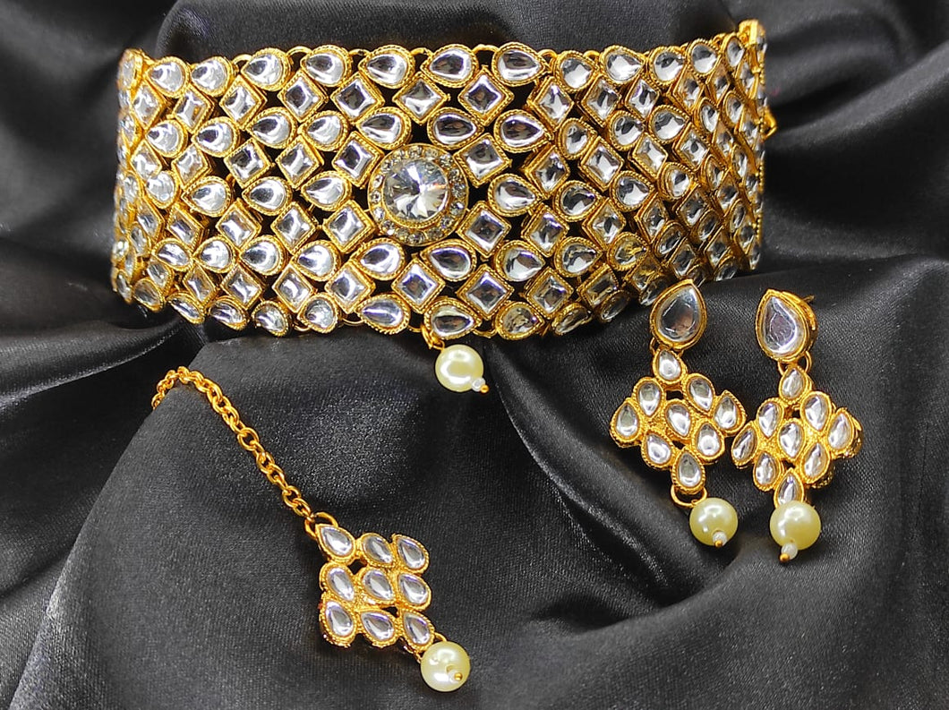 Sparkling Diamond Look Silver Choker Necklace | Artizara.com – ARTIZARA.COM
