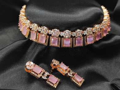 Rose Gold Plated American Diamond studded Jewelry Set