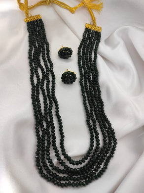 Beaded Necklace and Earring set-Dark Green