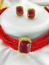 Load image into Gallery viewer, A2 Fashion Red American Diamond Choker Set For Women And Girls