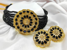 Load image into Gallery viewer, Black American Diamond Beaded Choker Set