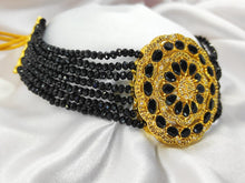 Load image into Gallery viewer, Black American Diamond Beaded Choker Set