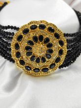 Load image into Gallery viewer, Black American Diamond Beaded Choker Set