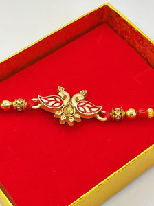 Gold Finish Mayur Rakhi