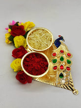 Load image into Gallery viewer, Exclusive Potli Of Bhai Bhabhi Stone Rakhi With Almonds And Kumkum Plate