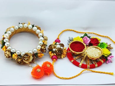 Handcrafted Floral Bhaiya Bhabhi Rakhi