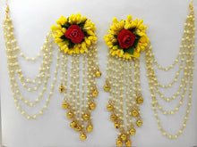 Load image into Gallery viewer, Handcrafted Pearl Chain Flower Earring