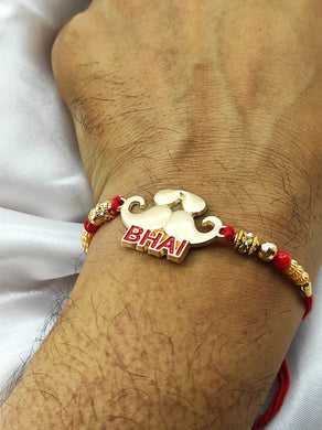 A2 Fashion Fancy Metallic 'Bhai' Rakhi For Brother