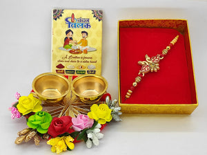 Gold Finish Mayur Rakhi