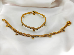 Gold Plated Stone Embellished Anklets