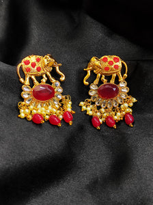 Gold Plated Stone Embellished Earring