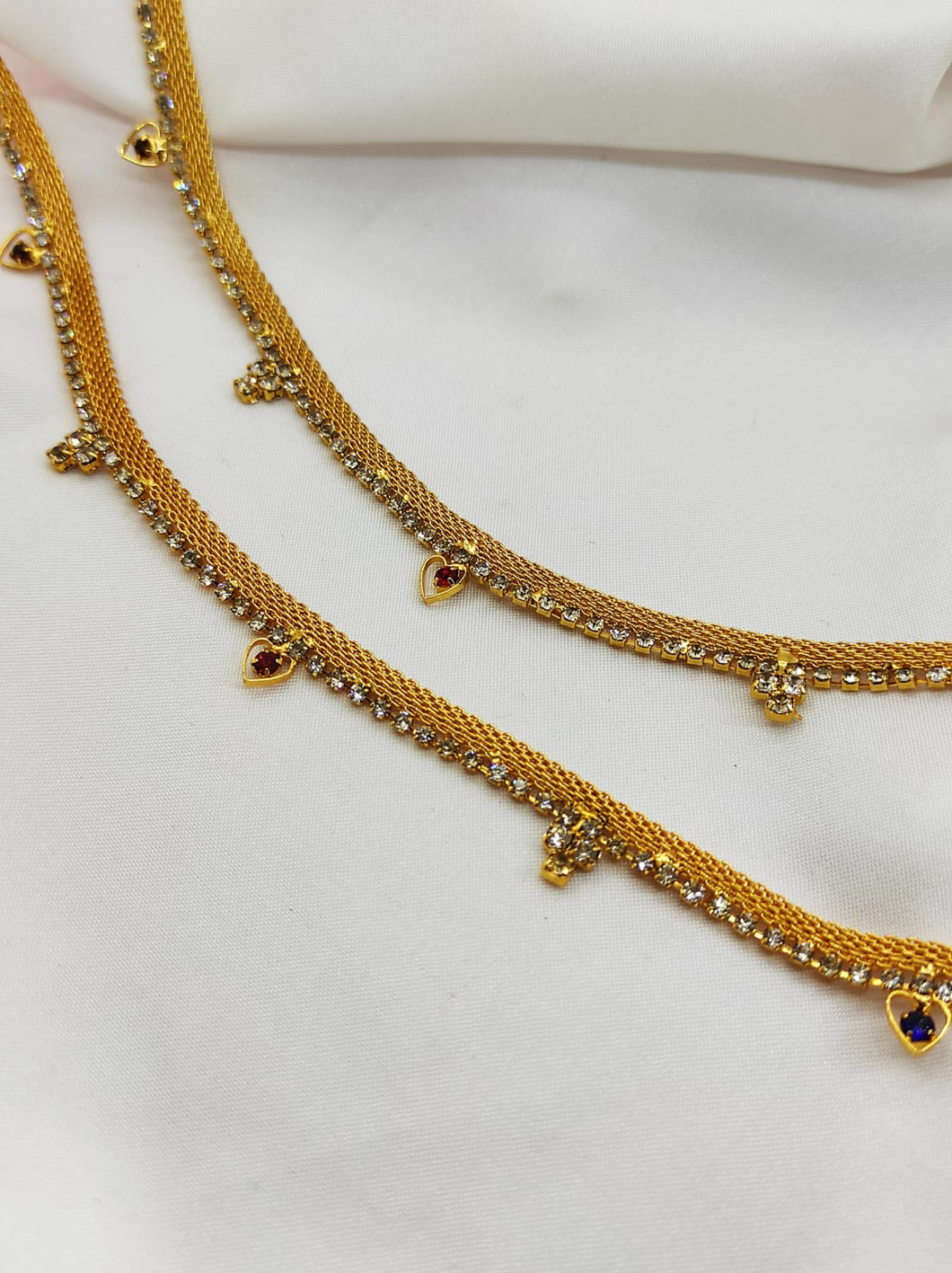 Gold Plated Stone Embellished Anklets