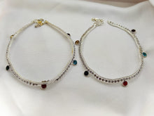 Load image into Gallery viewer, Silver Plated Stone Embellished Anklets