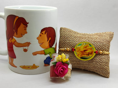 A2 Fashion Exclusive Rakhi With Mug Rakhi Hamper For Kids/Rakhi For The Foodie Brother