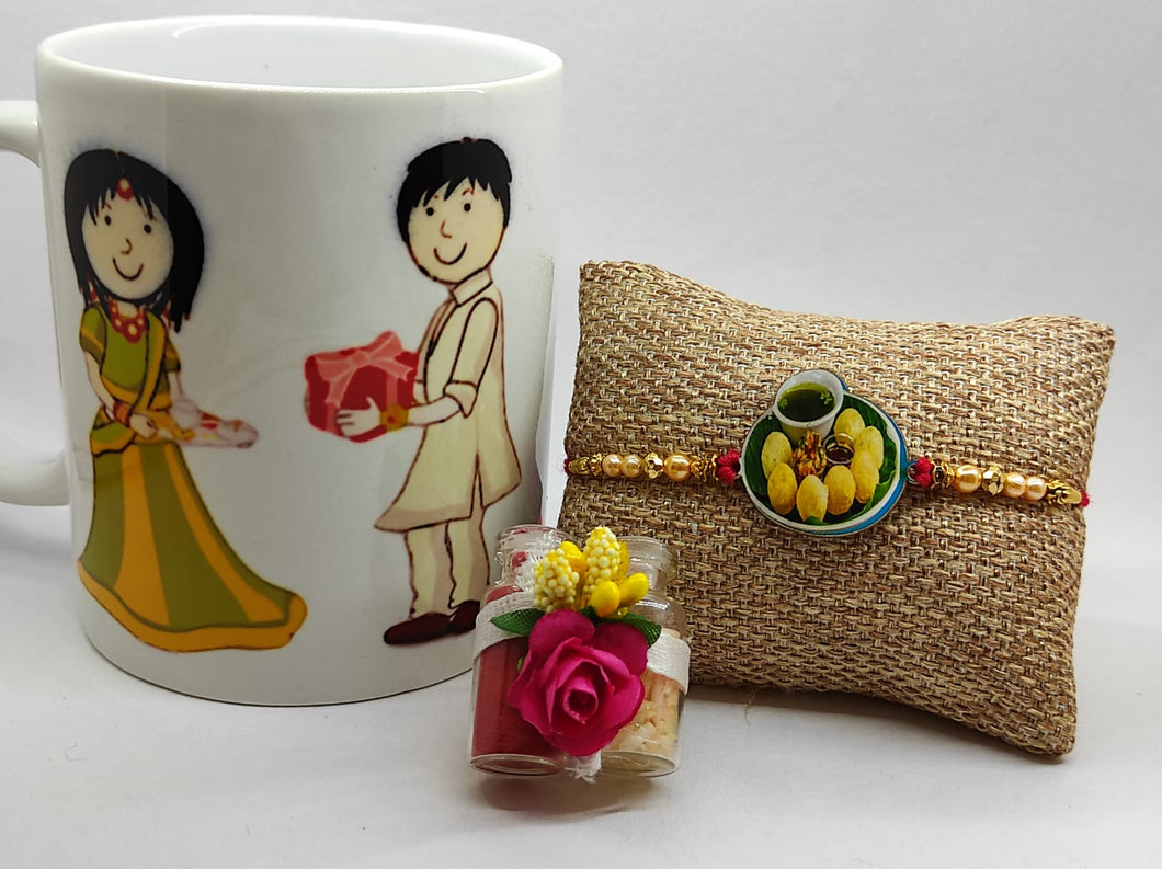 A2 Fashion Exclusive Rakhi With Mug Rakhi Hamper For Kids/Rakhi For The Foodie Brother