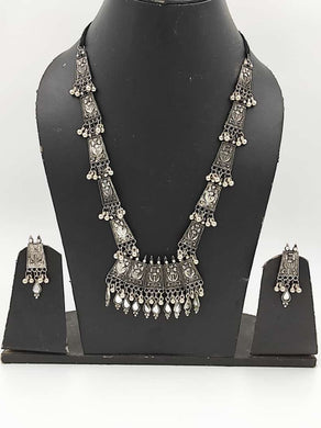 Oxidized Silver Necklace And Earring Set