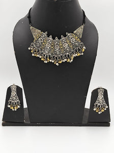 Oxidized silver Dual Tone Floral Jewellery Set