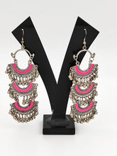 Load image into Gallery viewer, Bohemian Statement Embellished Oxidized Silver Earrings