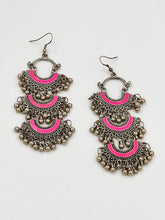 Load image into Gallery viewer, Bohemian Statement Embellished Oxidized Silver Earrings