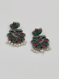 A2 Fashion Multicolor Oxidized Silver Elegantly Ethnic Peacock Jewelry Set