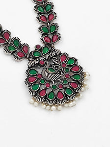 A2 Fashion Multicolor Oxidized Silver Elegantly Ethnic Peacock Jewelry Set