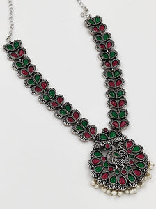 A2 Fashion Multicolor Oxidized Silver Elegantly Ethnic Peacock Jewelry Set