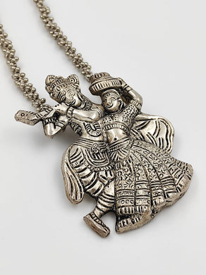 A2 Fashion Radha Krishna Oxidized Silver Necklace